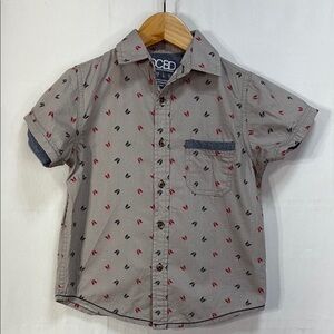 🔱 DCBD Kids French bulldog, print Gray Button Down Shirt